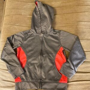 Grey and pink size 8 medium zip up sweatshirt.